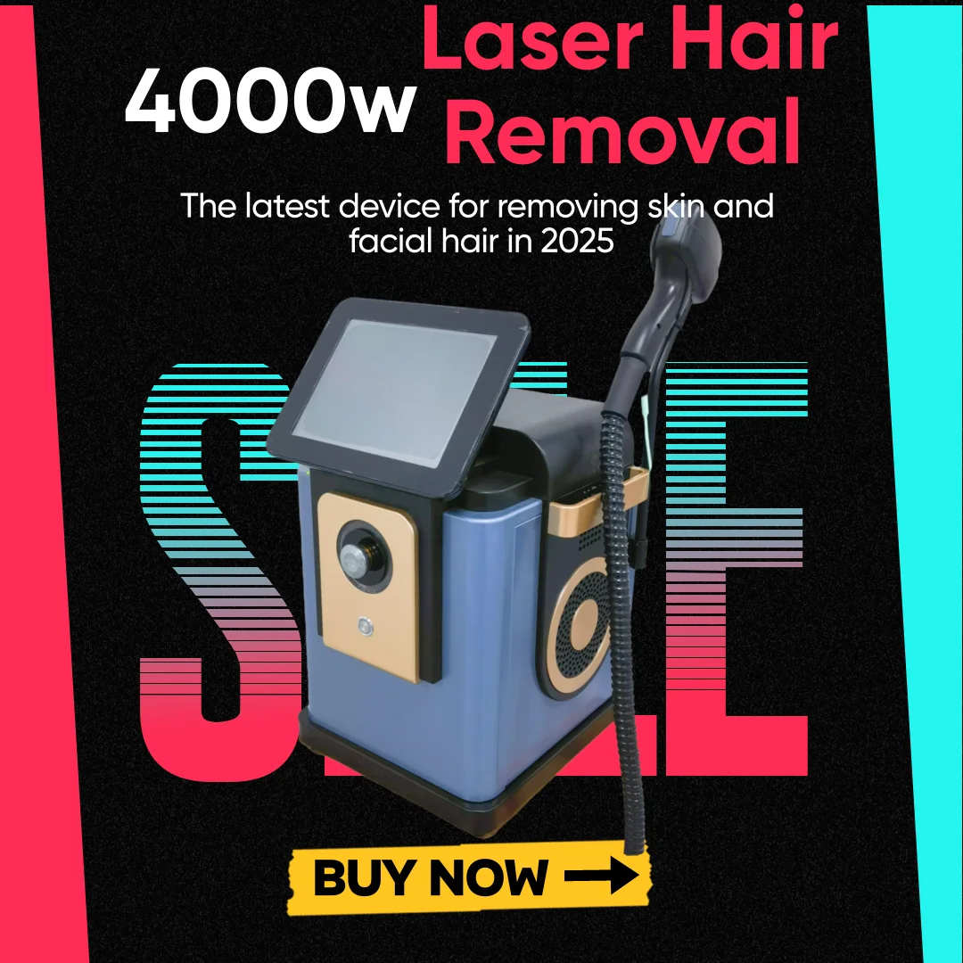 

Портативный диодный лазерный аппарат для удаления волос 4000 Вт, 4 длины волны 755 808 940 1064 нм, постоянное безболезненное удаление волос на лице и теле