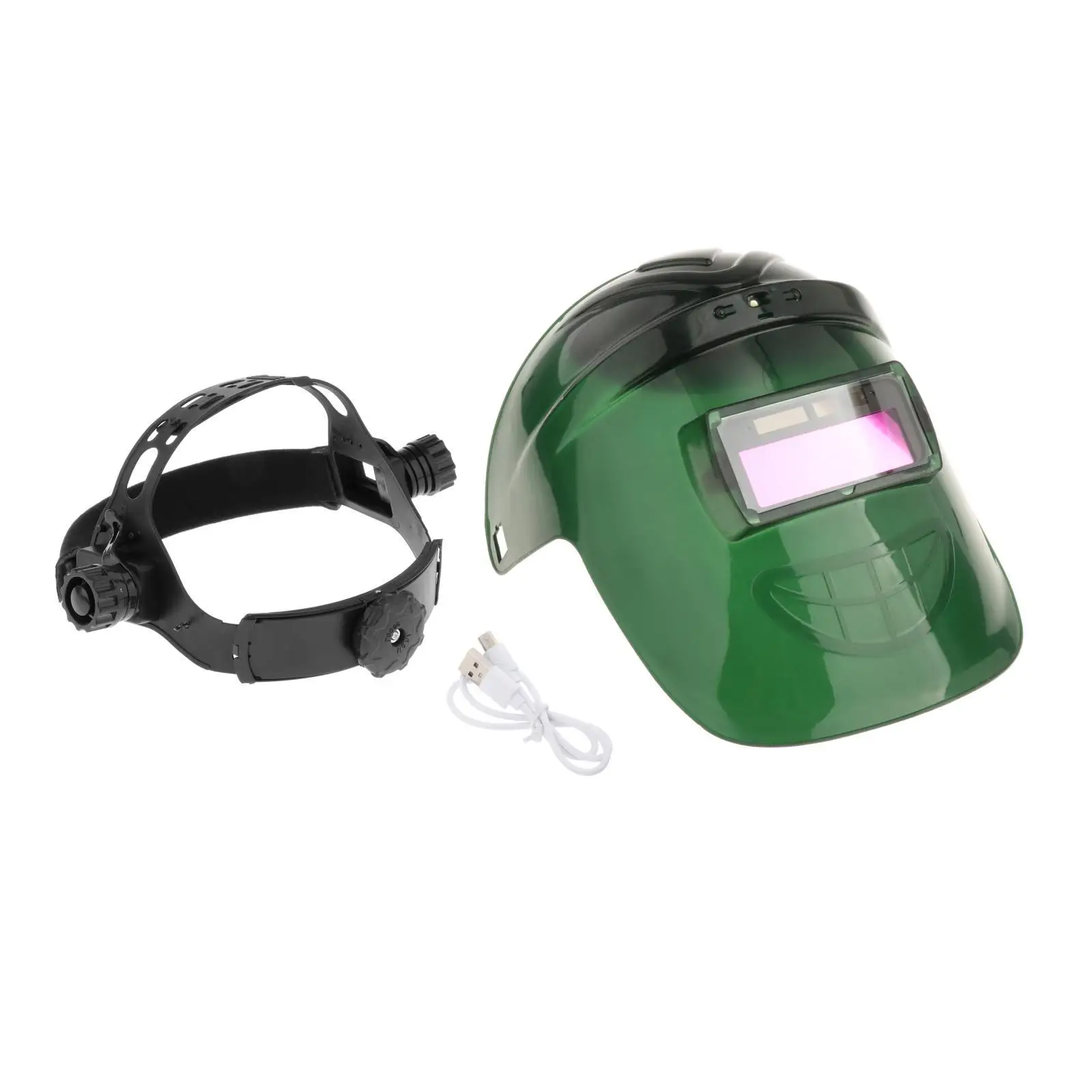 Auto Darkening Welding Helmets Mask w/LED Lights Fans Welder Cap Green