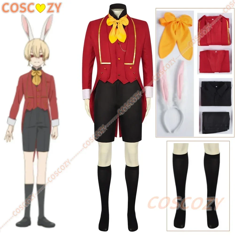 Cosplay Bye-Bye Earth Adenis Cosplay Costume Red Tuxedo Suit for Man  Bunny Ears Vest Short Socks for Party Halloween Xmas