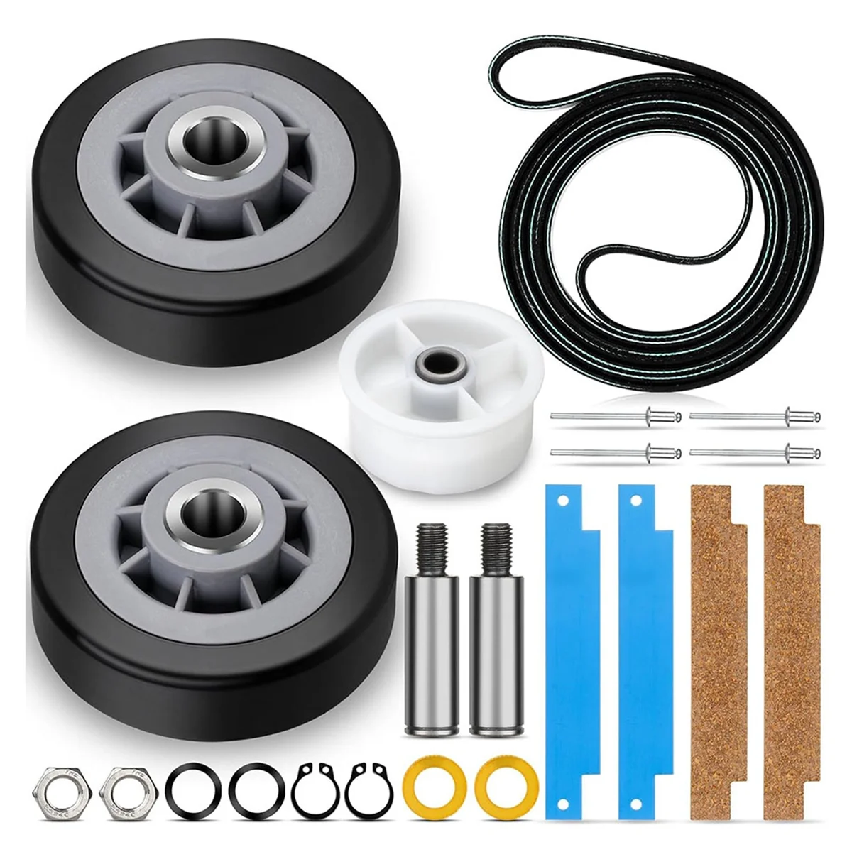 12001541 303373K Dryer Drum Roller Kit,6-3700340 Idler Pulley, 306508 Dryer Tumbler Bearing Kit, Squeal No More