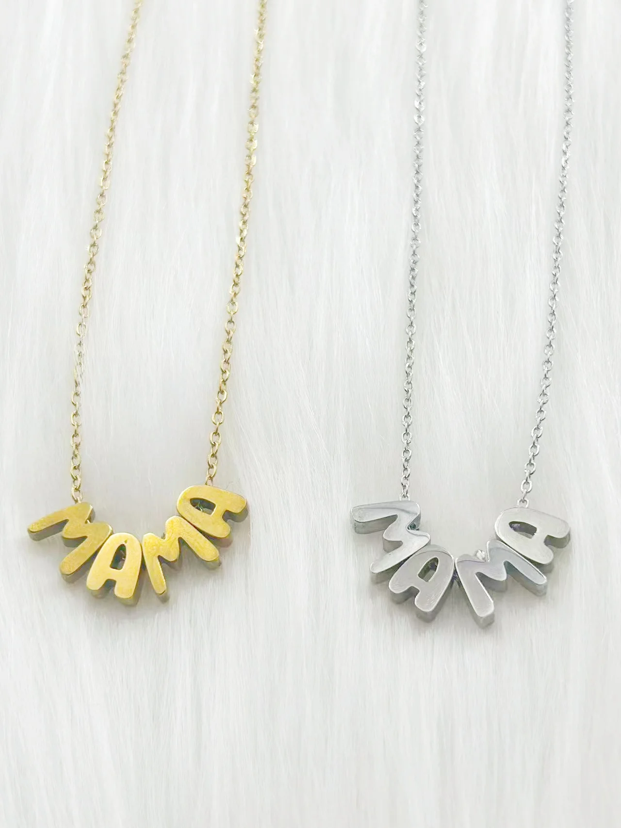 WOUWU العصرية نمط الذهب والفضة رسالة أمي ماما قلادة قلادة سلسلة المختنق اليدوية والمجوهرات هدية للأم #2