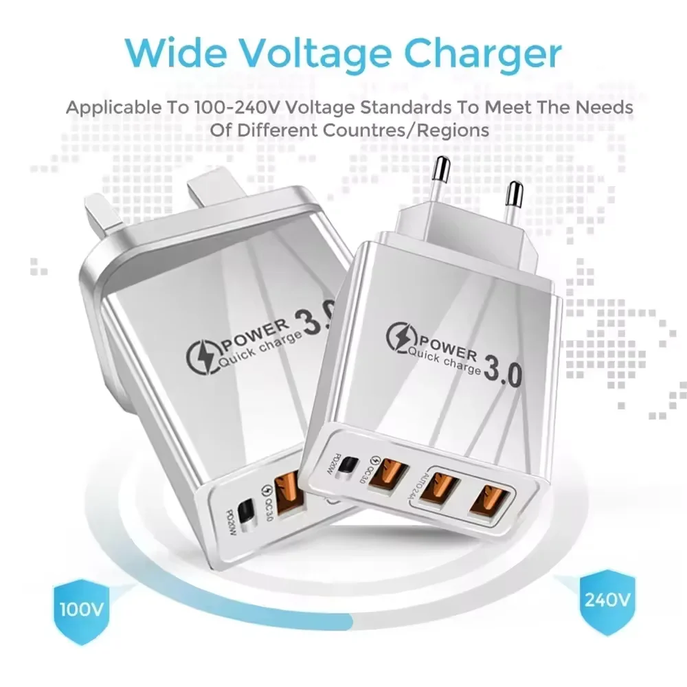 USB Type C Charger 48W Fast Charging Mobile Phone Charger For Honor iPhone Samsung Xiaomi Huawei Quick Charge QC3.0 Wall Adapter