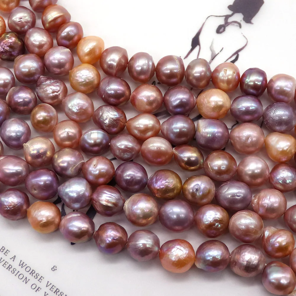 

Unique Personality Natural Freshwater Purple Edison Baroque Round Straight Holes Loose Bead DIY Necklace Jewelry Making Supplies