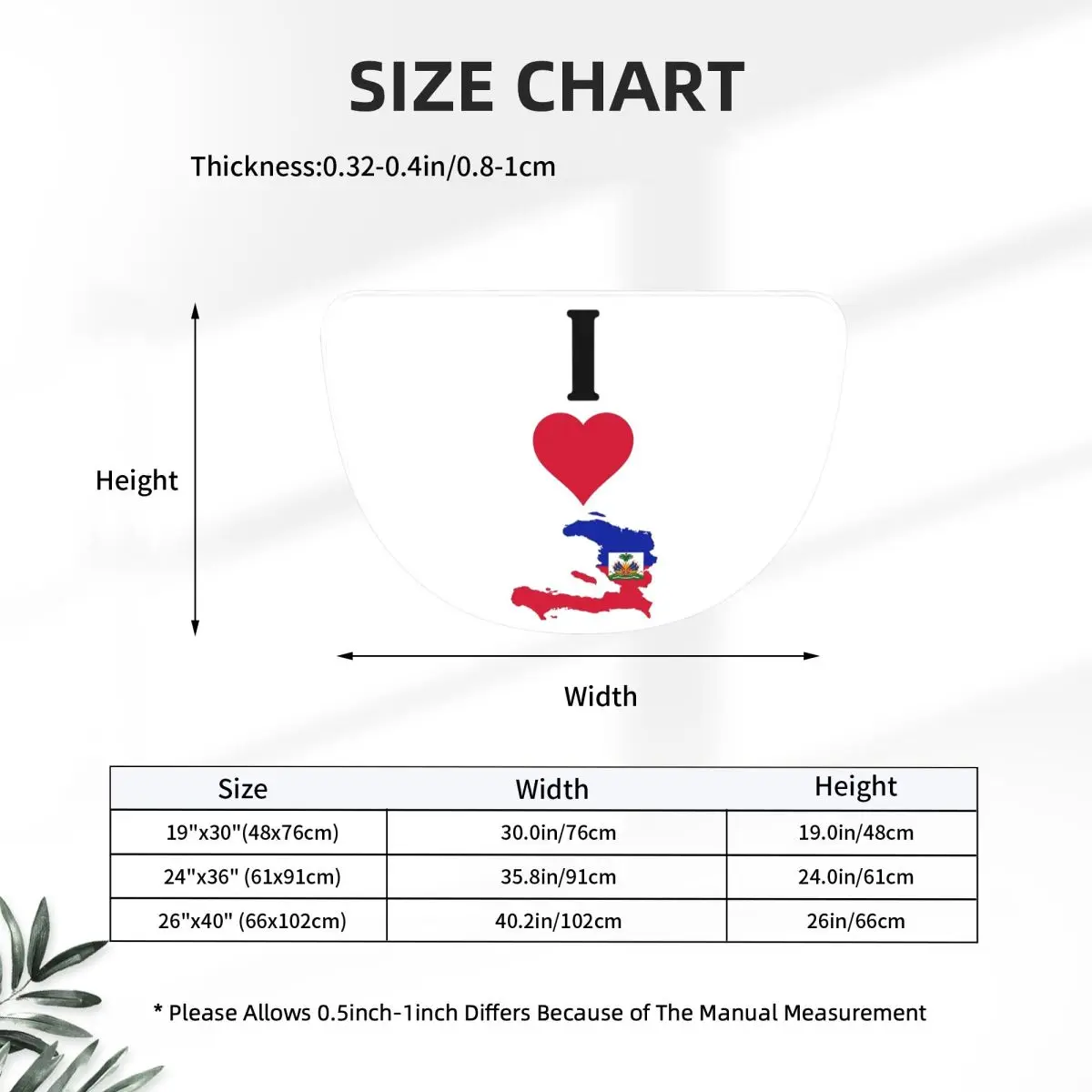 I Love Haiti Vertical I Heart Haitian National Flag Map Half Round Doormat Non Slip Bathroom Mat Absorbent Floor Carpet Garage