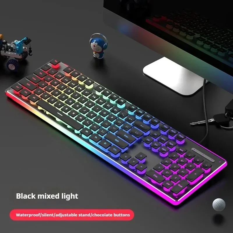 

104 Key Wired Mechanical Touch Keyboard Waterproof Silent Ultra-thin Gaming Esports Office Typing Simple Fashionable Keyboard