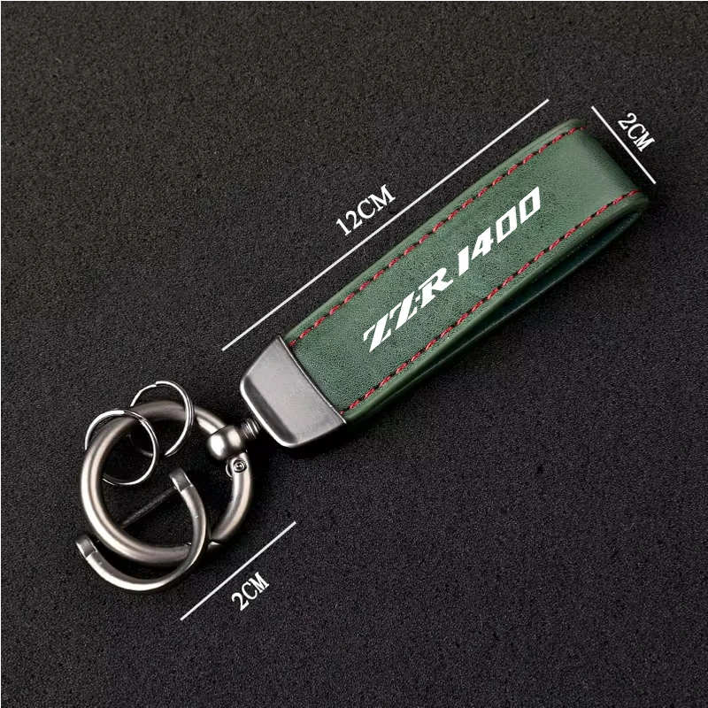 1PCS Motorcycle Metal PU Leather Motorcycle Keychain Ring Accessories for ZZR ZZR250 ZZR600 ZZR1200 ZZR1400 Kawasaki Logo Gifts