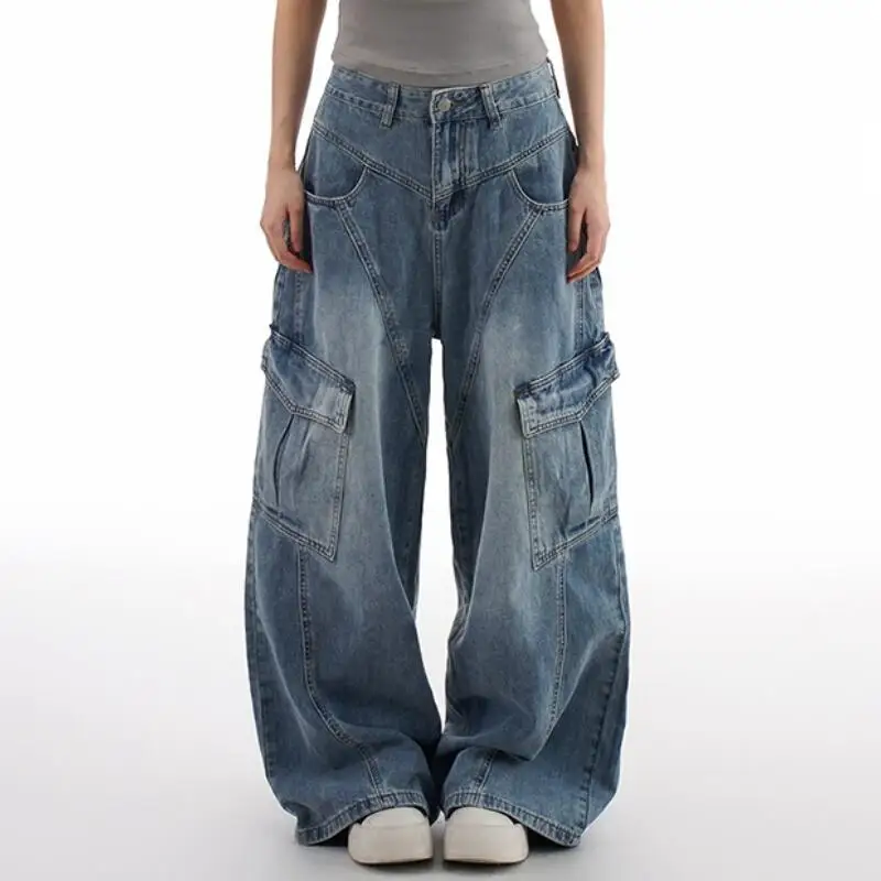 Hot 2026 Spring Autumn New Women Lazy Style Korean Version Niche Versatile High Waist Wide Leg Jeans Fashion Casual Loose Jeans