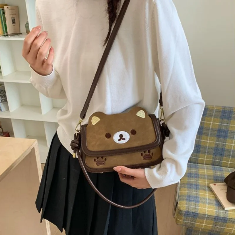 

23Cm Japan Anime Rilakkuma Modeling Crossbody Bag Adjustable Shoulder Strap Metal Buckle Design Girl Outdoor Travel Shoulder Bag