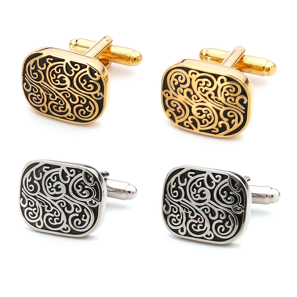 

Cufflinks for Men TOMYE XK21S037 High Quality Silver Square Retro Pattern Formal Casual Dress Shirt Cuff Links for Wedding Gifts