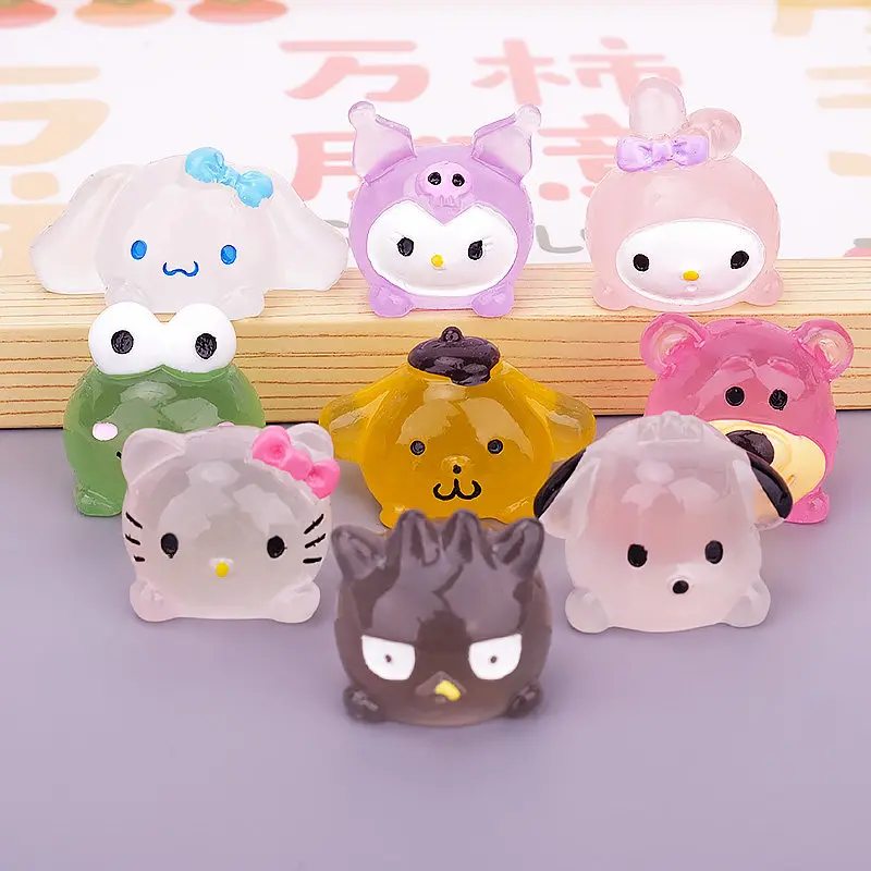 ハローキティ発光小物蛍光樹脂装飾品動物漫画樹脂装飾品アクセサリー-diy-車のペンダントギフト