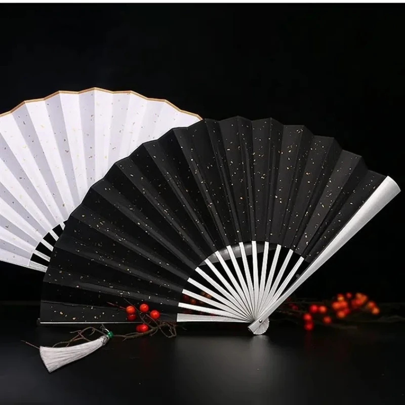 Chinese Style Graceful Double-Faced Tai Chi Fan Bamboo Rib Self Defense Fitness Kung Fu Fan Dance Performance Folding Hand Fans