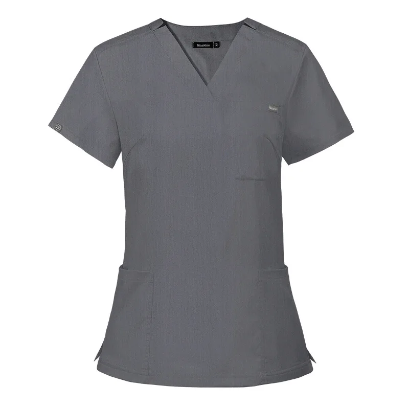 Abito chirurgico elastico con scollo a V manica corta uniforme da infermiera ospedaliera set top scrub per sala operatoria da donna