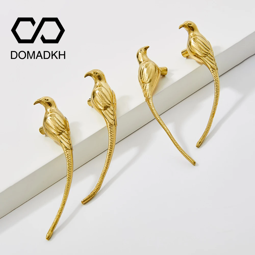 Bird Brass Cabinet Door Knobs Drawer Pulls Nightstand Knobs Home Decor Dresser Pulls Gold Animal Furniture Handles Fine Hardware