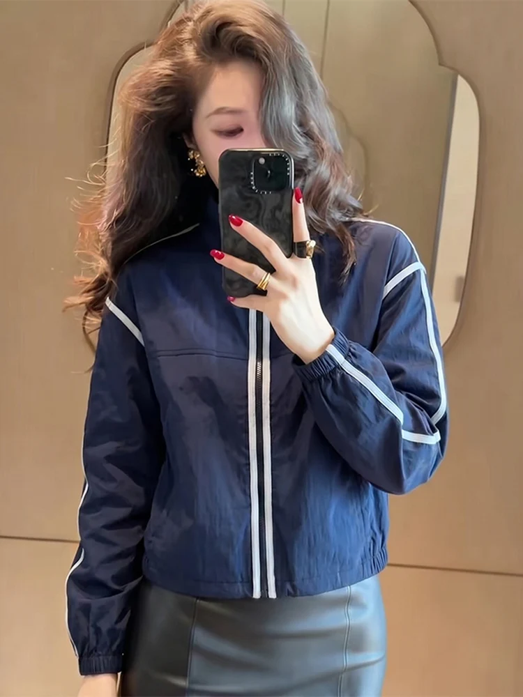 

Elegant Thin Short Jacket Women's Spring Summer Stand Collar Lightweight Fashionable Sun Protection Clothing Premium Quality