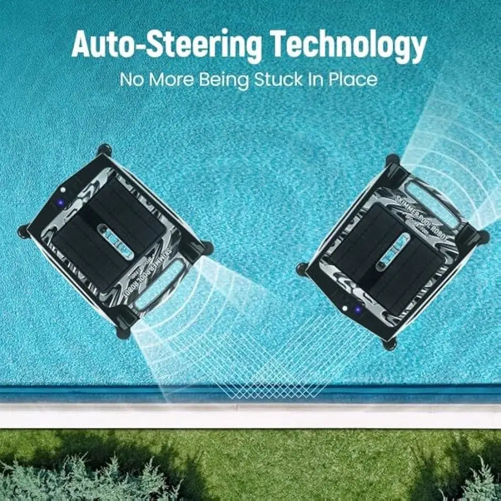 자동 무선 풀 스키머 클리너 로봇 태양열 충전식 듀얼 모드 스마트 내비게이션 고속 모드 내구성 브러시리스 모터