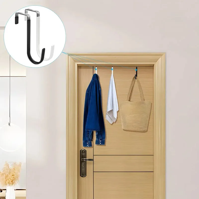 Ganchos de cabides de porta com ganchos organizadores de borracha para sala de estar, banheiro, quarto, cozinha pendurados roupas, toalhas e chapéus