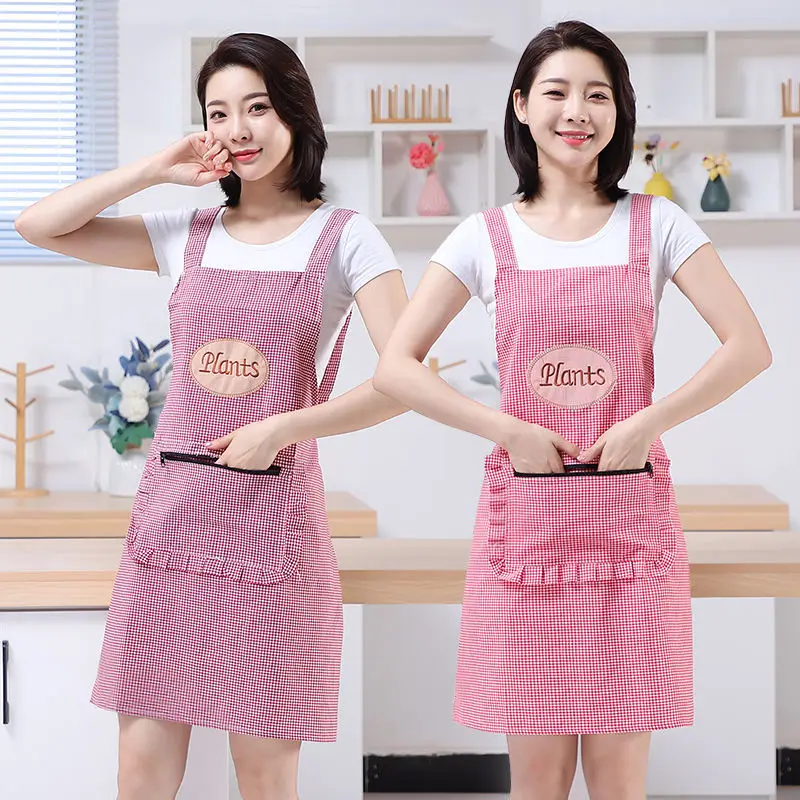 

Kitchen Strap Apron with Pocket Widened Large Home Cooking Women Uniform Oil-proof Dirt-resistant Overalls Chef Cotton Aprons