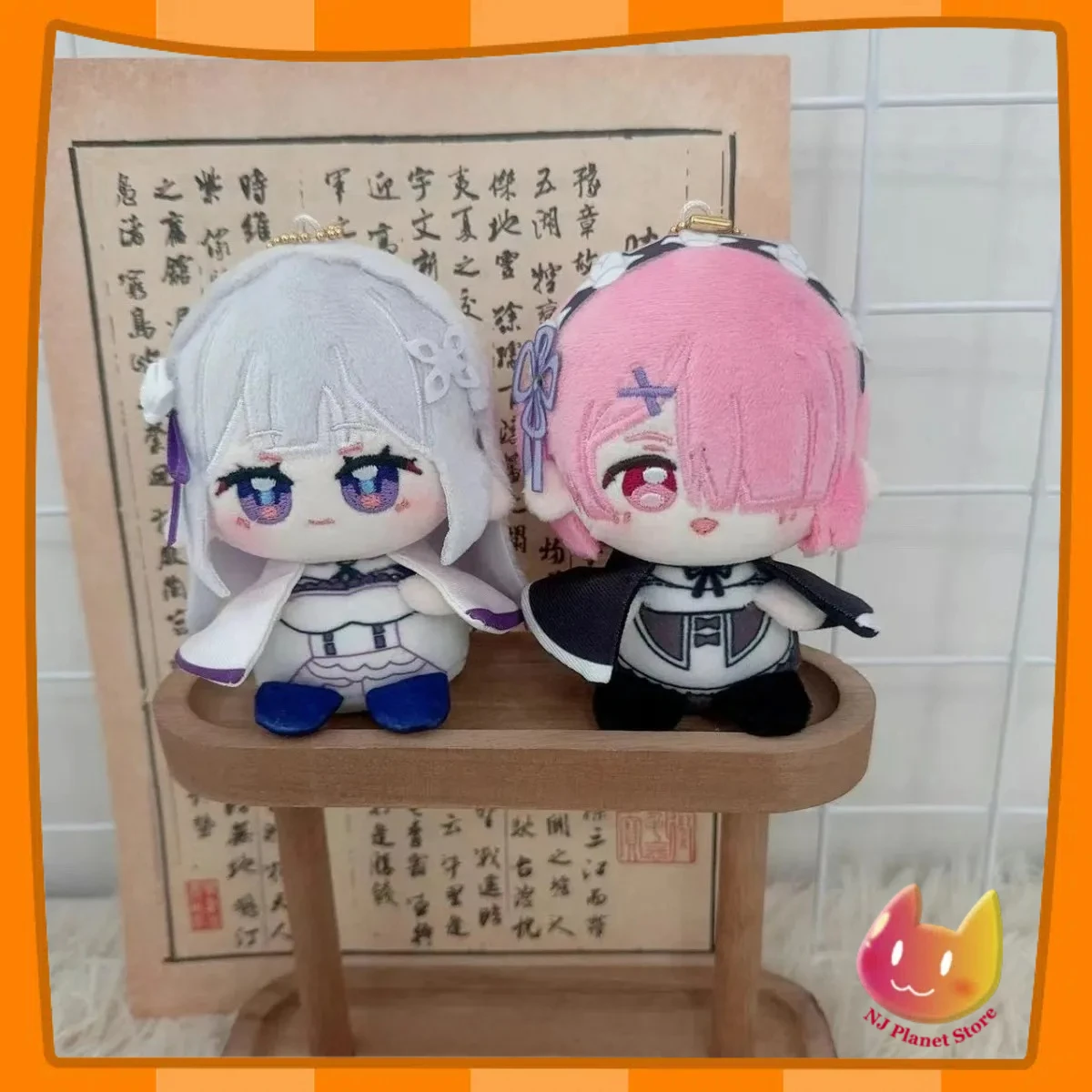 12CM Anime Re0 Squat Ram Rem l'emilia Pink Cosplay Soft Plush Doll Body Cartoon farcito figure portachiavi ciondolo mascotte giocattoli