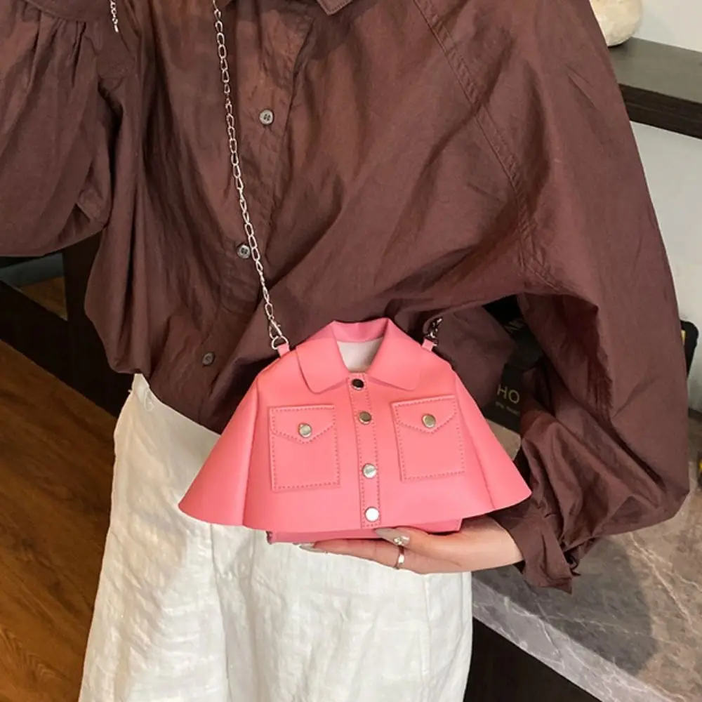 

Simple Solid Color Clothes Shaped Crossbody Bag PU Leather Coat Chain Shoulder Bag Korean Style Tote Bag Women Handbag Girl