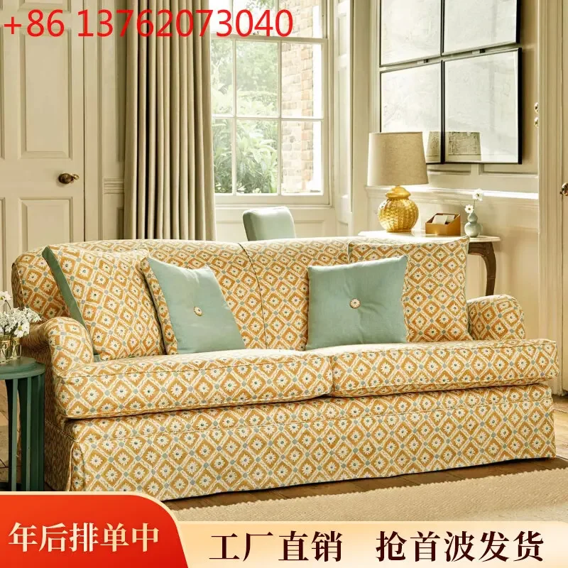 Xx idyllic printed solid wood sofa living room double leisure sofa