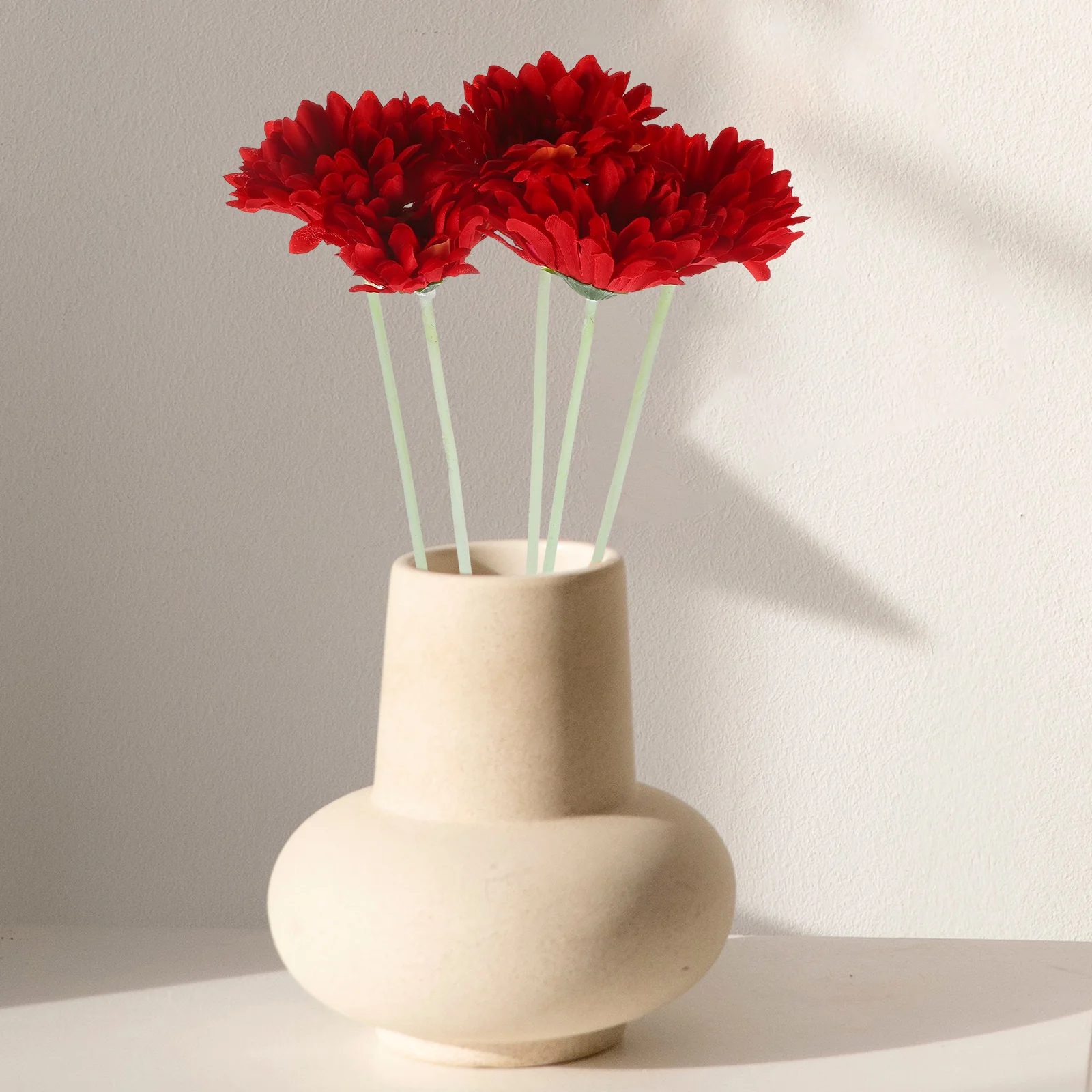 

5Pcs Simulation Gerbera Daisy Red 55cm Elegant Table Setting Home Decor Artificial Gerbera Artificial Daisy Flower