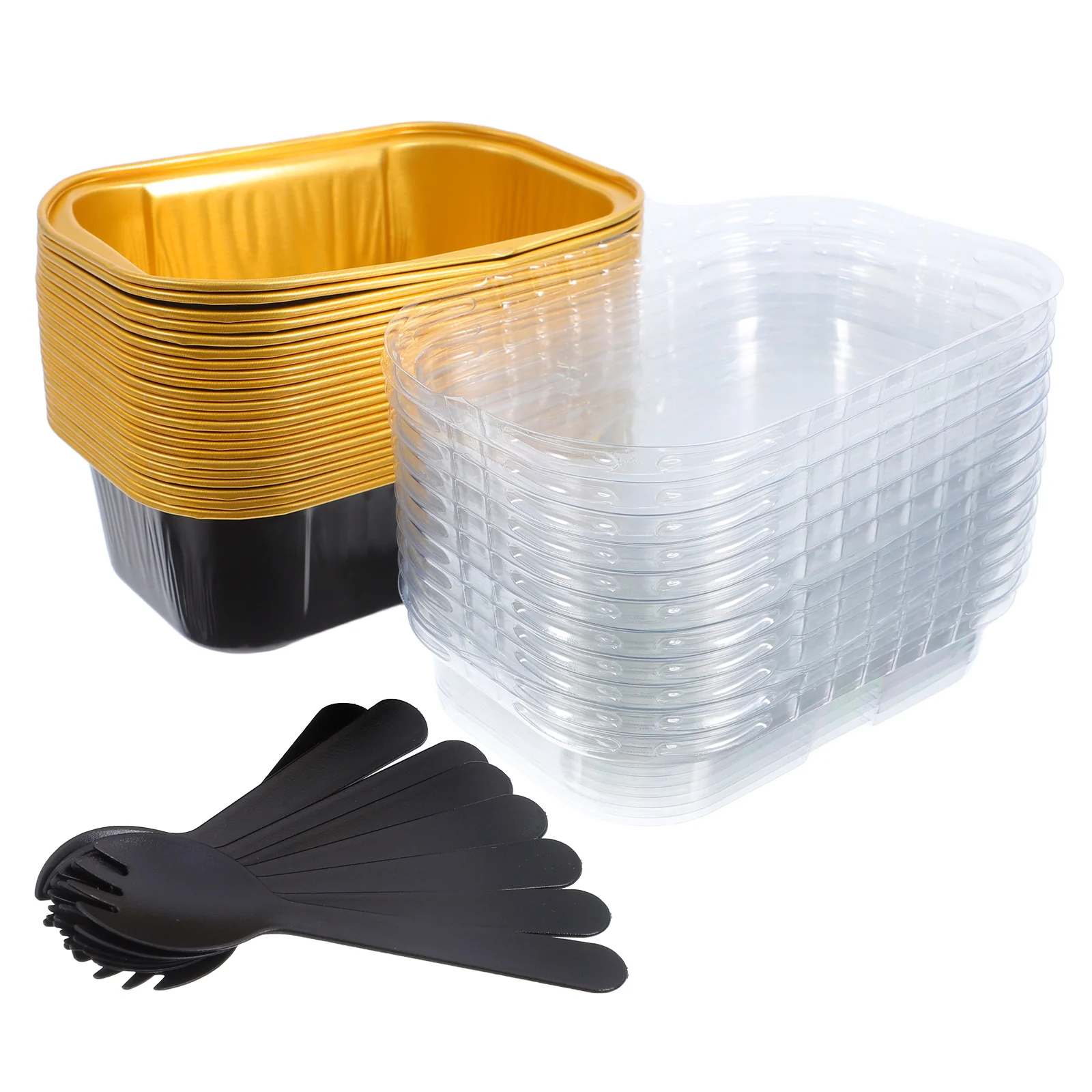 

50Sets Mini Loaf Pan with Lid 4.2x2.8x1.3 Inch Aluminum Foil Baking Tray for Cakes Charcoal Cheese Tarts Takeout Storage