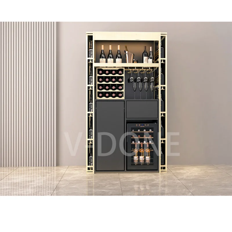 Custom.mo dern living room bar cabinets Stainless steel wine storage rack High-end wooden wine cabinet