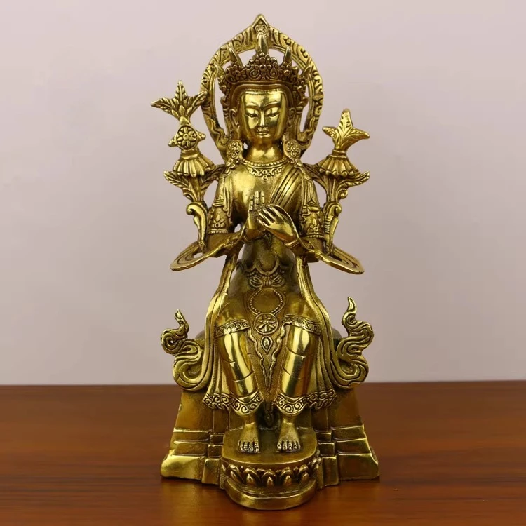 

Tantric Pure Copper Maitreya Buddha Statue Home Living Decoration