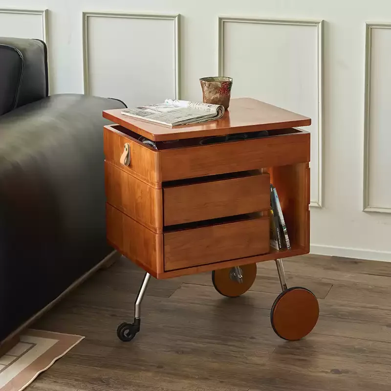 French solid wood mobile side cabinet creative modern mobile sofa table home furniture living room entrance channel bedroom
