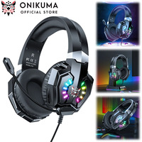 ONIKUMA X32 Wired Headset Noise Canceling Mic Stereo Memory Foam Cushions RGB Gaming Headsets for PS5 PS4 Xbox Switch PC Mac