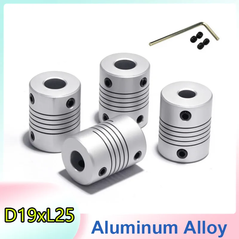 Aluminum Flexible Claw Coupler D19xL25 Suitable for Stepper Motor Couplings Shaft Couplings 3D Printers 3/4/5/6/6.35/7/8/10mm