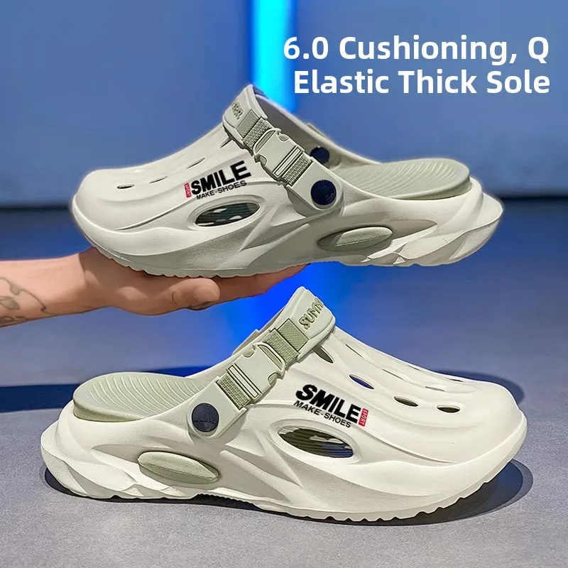 Unisex Summer Outdoor Sports Sandals Anti-Slip Breathable Slip-On Beach Shoes Large Size Korean Style EVA Material Themed Shoes