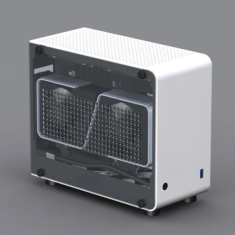 C2 A4 ITX Mini Case, Small 1U Power Supply, Side Ventilation Air-cooled Backpack, Portable Small Host K39