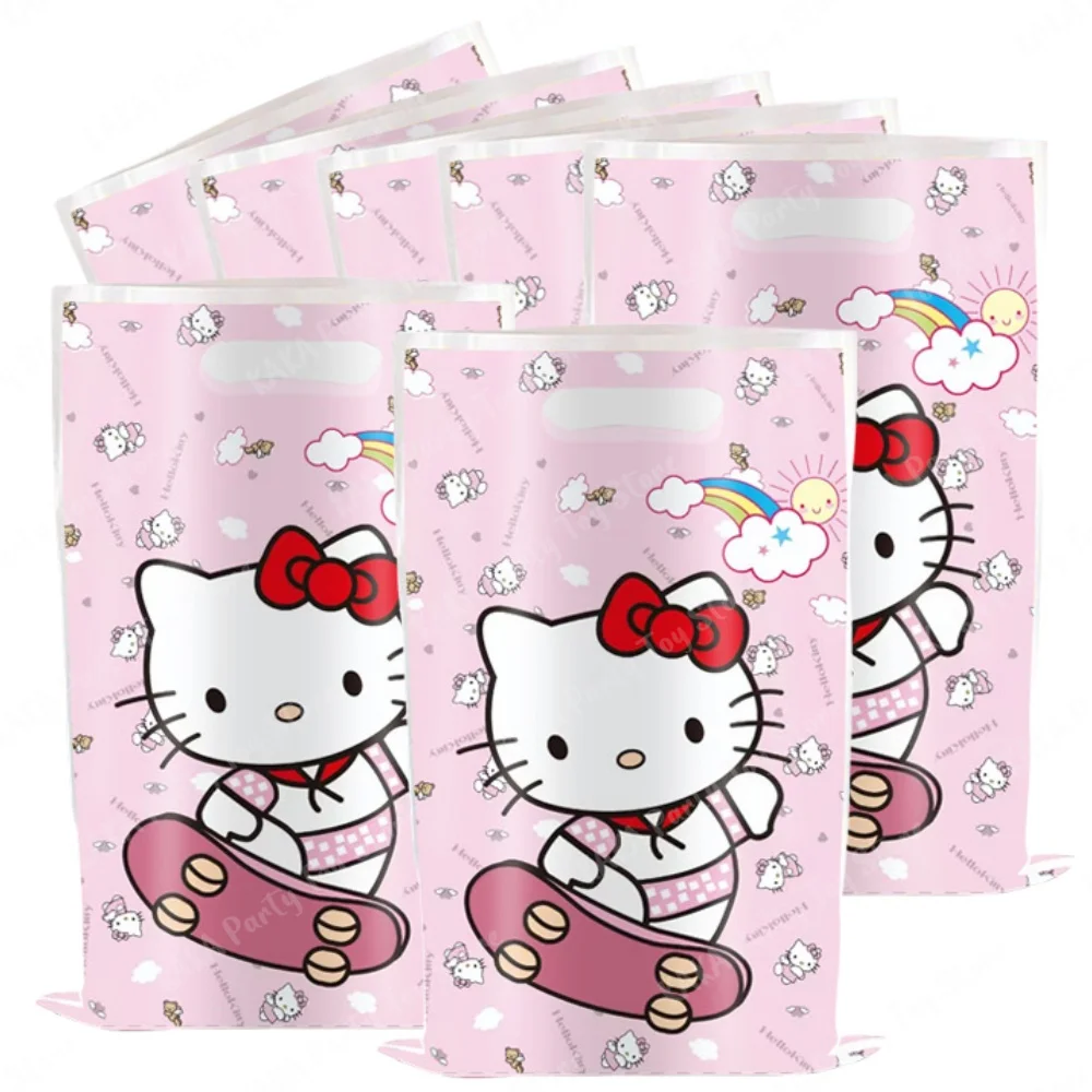 

Hello Kitty Gift Bag Pink Plastic Candy Treat Bags for Girls Kids Birthday Baby Shower Holiday Party Favor Decorations Supplies