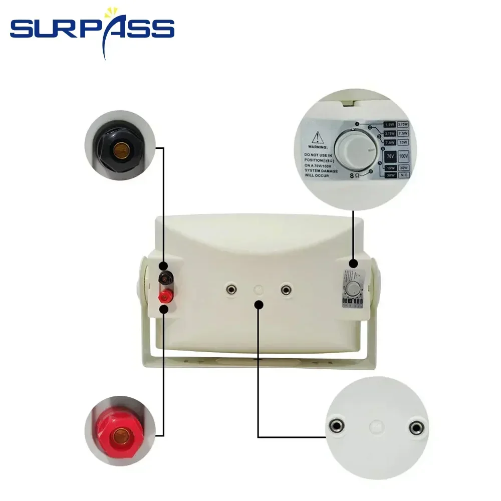 Indoor wall speakers audience15W/30W/8ΩPowerful Bass passive wall speakers ABS Material home audio systems forHotelSchool office