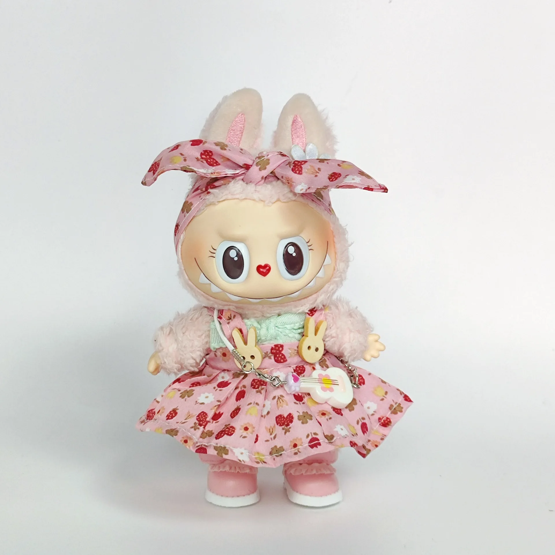 

17cm Labubu Doll Clothes 1st and 2nd Generation Labubu Clothes Pendant Labubu Sitting Party Doll Clothes Sweet Floral Skirt