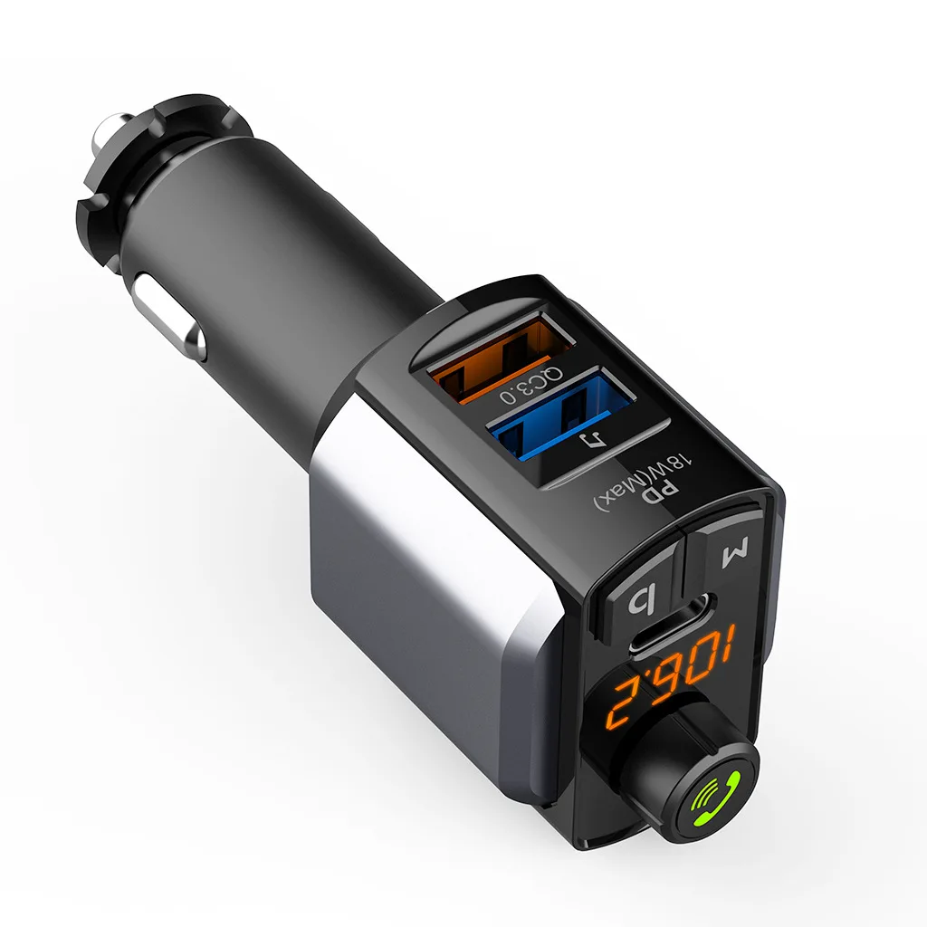 PD18W + QC3.0 + Bajo con un solo clic + Asistente de voz C69S Reproductor de MP3 Bluetooth para automóvil Cabello FM
