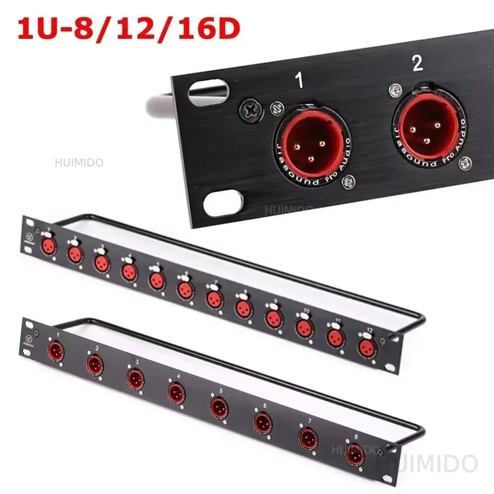 8 12 16 Way  D Type Rack Patch Panel 1U Cabinet BNC SDI XLR Male Female 6.35 HDMI Speaker Connector
