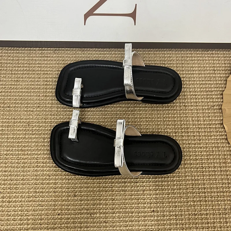 Kids'Casual Shoes PU Leather Summer Fashion Flip-Flops Outdoor Flat Bottom For Girls Designer Anti-slip Silver Gold Size 25-36