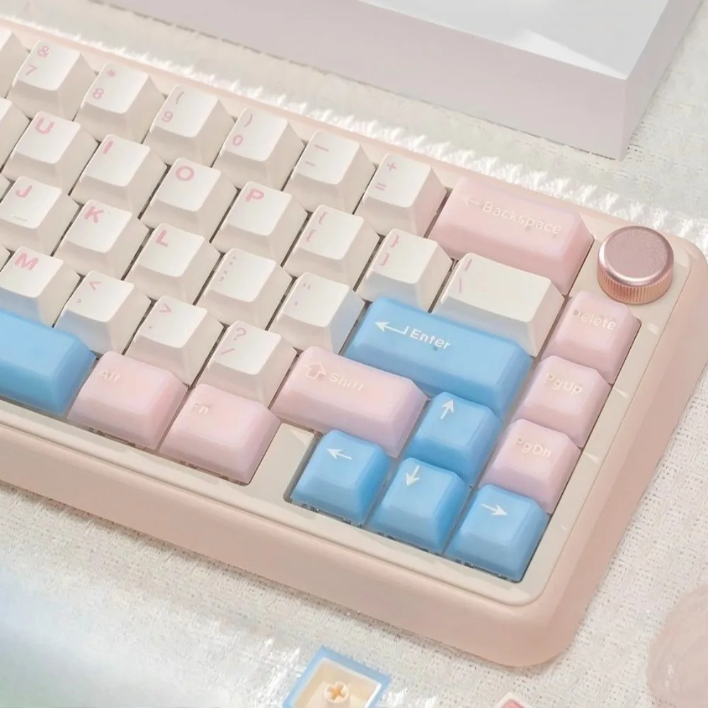 

GEFENSI Peach Pink White Cherry Keycap PBT+ABS 164 Key Mixed Color Translucent Suitable For MX Switch 60 70 80 108 Mechanical Ke