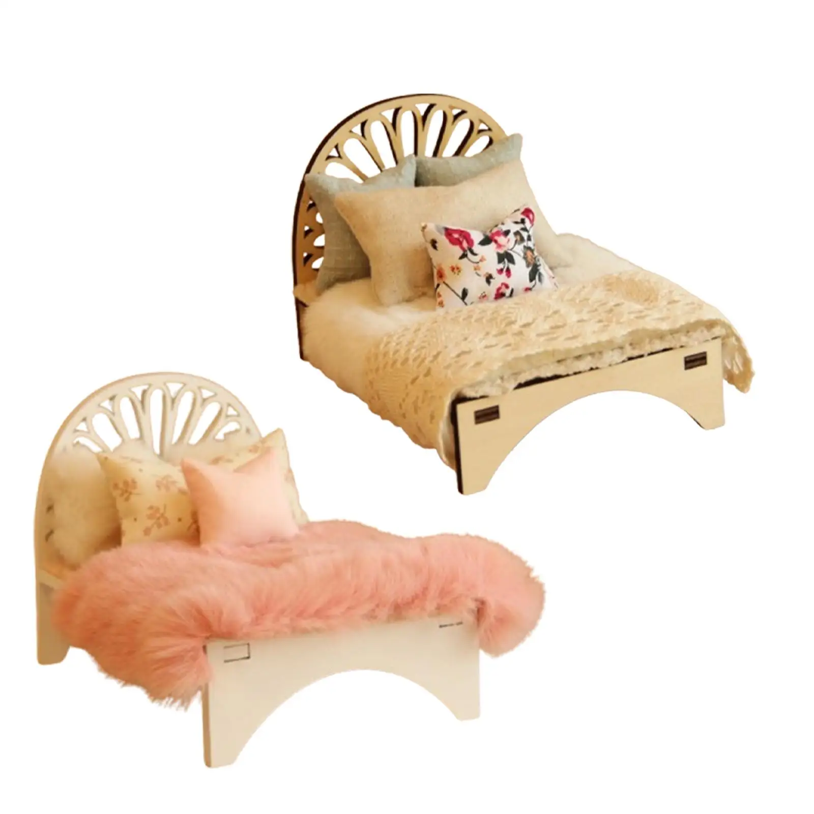 1/12 Scale ตุ๊กตาเตียงจําลองเตียงเดี่ยวเฟอร์นิเจอร์ตุ๊กตาสําหรับห้องนอน Diorama Photo Props Micro Landscape อุปกรณ์เสริม