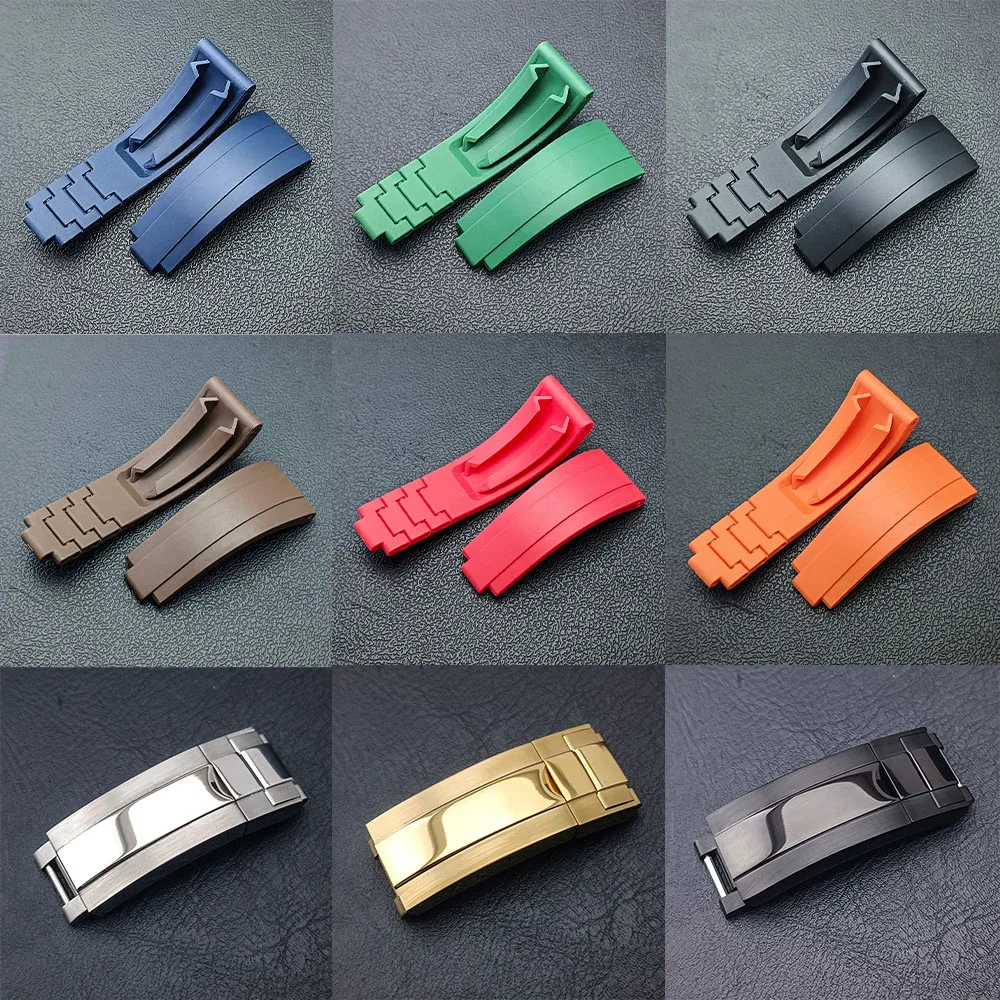 20mm Quality Natural Rubber Men's Watch Strap For Daytona Silicone Arched Watchband 9mm*16mm Adjustable clasp strap accessories