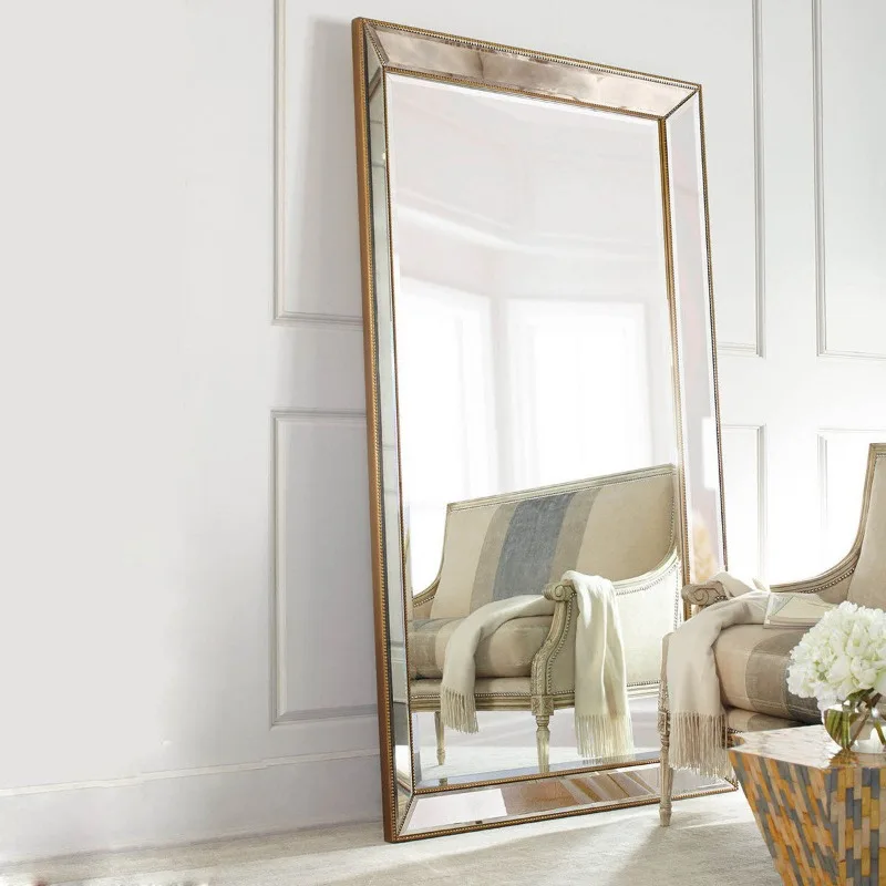 

Living Room Decorative Mirrors Aesthetic Gold Square Standing Mirrors Full Body Long Princess Specchi Decorativi Home Decor Item