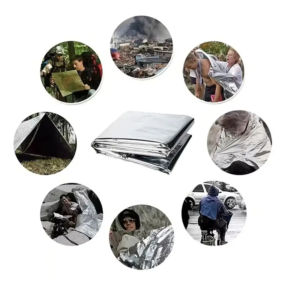 Survive Windproof Thermal Blanket Waterproof Portable Survival Blanket All Weather PET Foil Space Blanket Hiking
