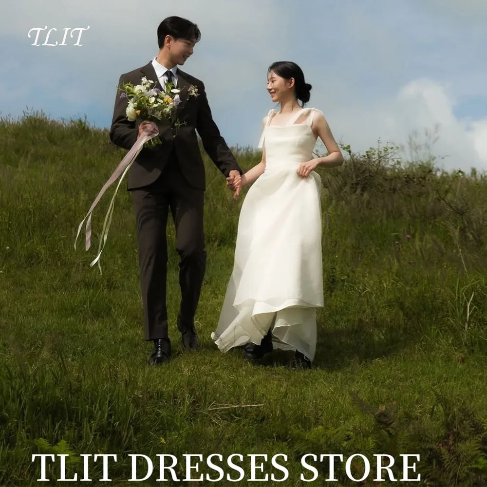 

TLIT Elegant White A-Line Wedding Dresses Korea Wedding Dress Photo Shoot Spaghetti Strap Bridal Gown Customized Corset Back