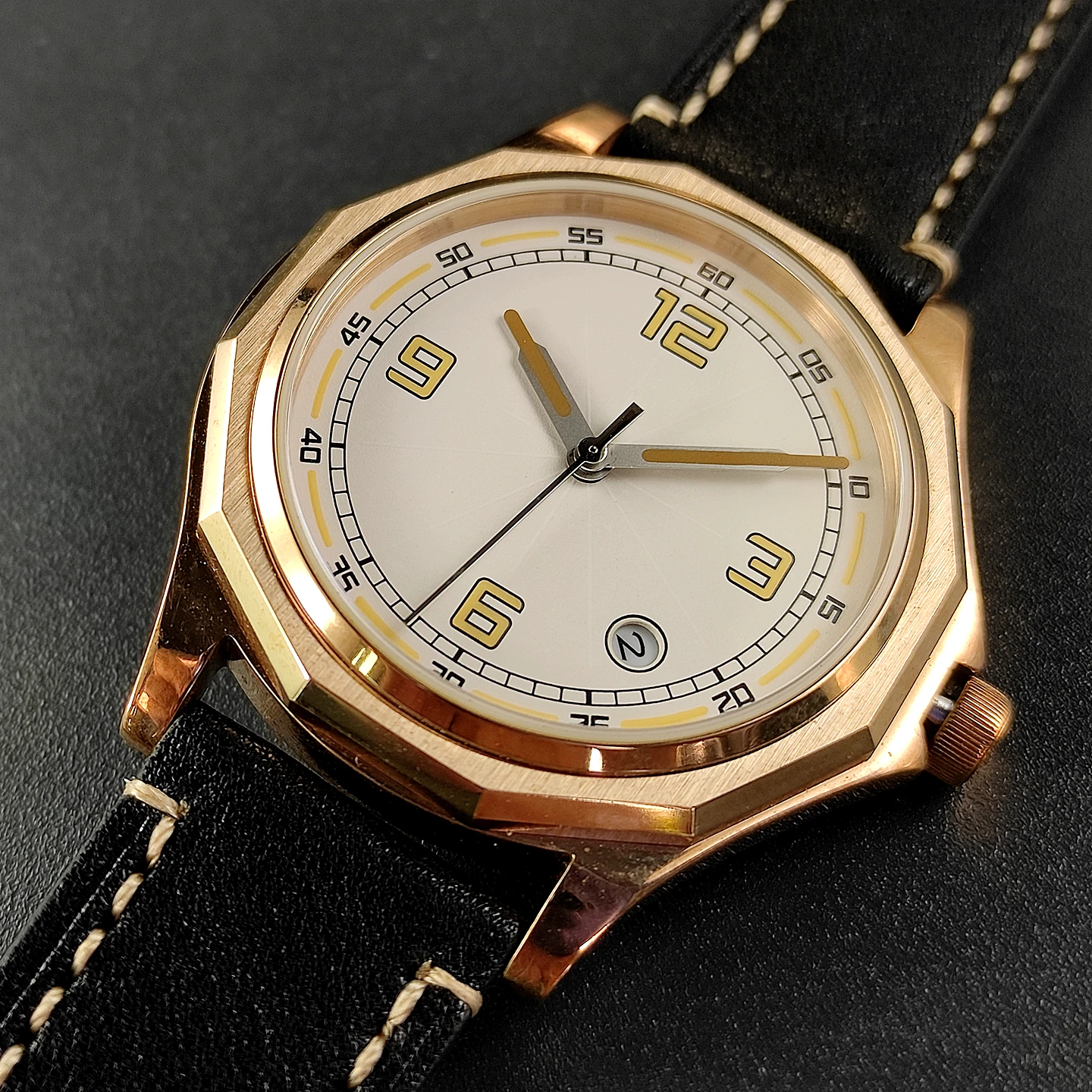 Vakuy New 40mm Bronze Material Watch Case Sapphire Crystal Vintage Automatic Movement Mechanical Watch  Waterproof Reloj Miyota