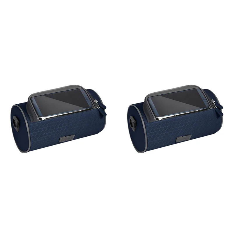 

FSTE-2X Bike Front Frame Bag Waterproof Bike Phone Holder Bicycle Storage Bag With 6 Inch Transparent Pouch B