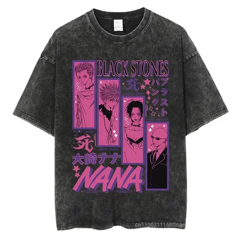 Vente chaude vêtements de danse de rue hommes lavé japonais Anime T-shirt imprimé rue décontracté Hip-hop haut scène Performance