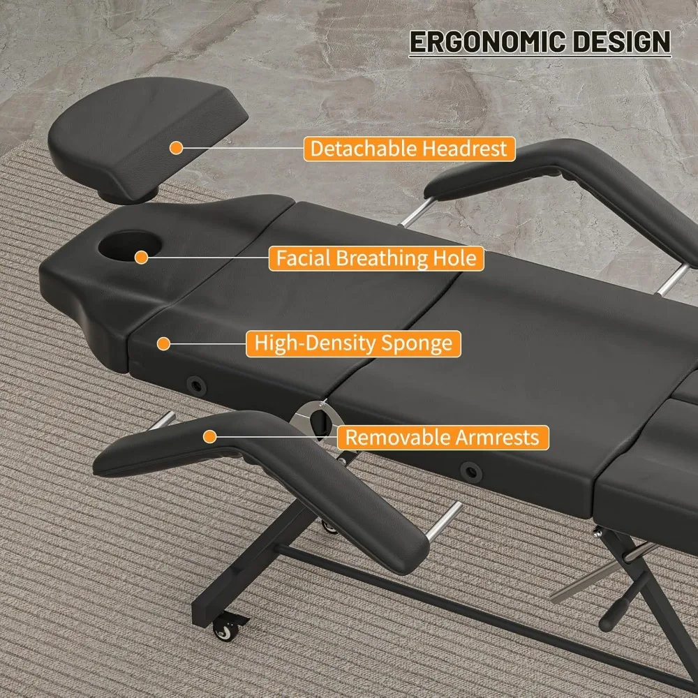 سرير وشم محمول على عجلات لعلاجات السبا والعلاجات التجميلية #6