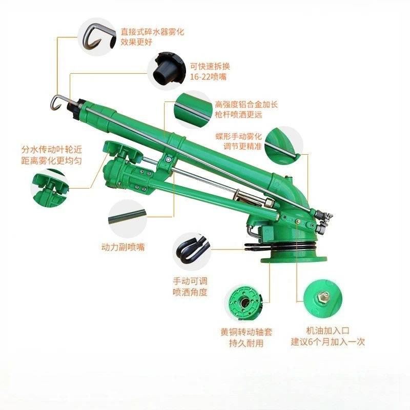 2025Farm Иригационная система Дождевой пистолет Спринклер Большой пистолет Спринклер для орошения фермы